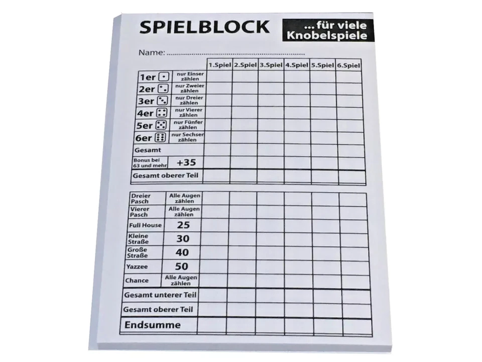 10x Spielblock A6 Knobelblock Knobel Würfel Block viele Knobelspiele á 80 Blatt - Bild 3 von 3