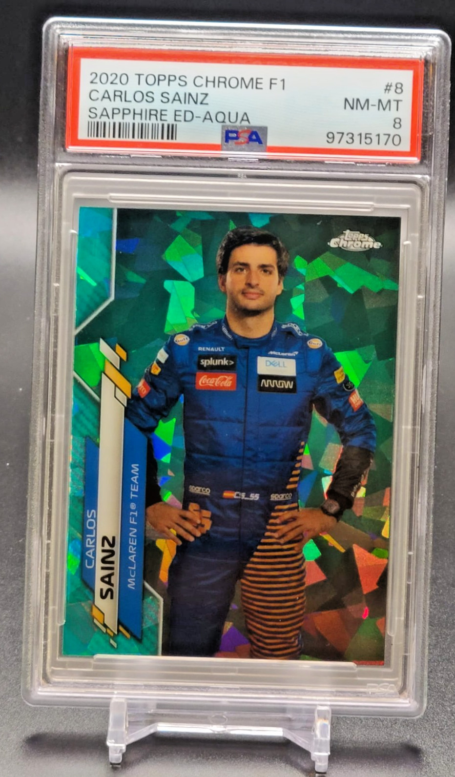 CARLOS SAINZ 2020 TOPPS CHROME SAPPHIRE F1 #8 AQUA PORTRIT REFRACTOR /99