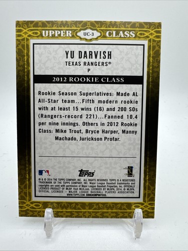 2014 Topps Baseball Card Upper Class #UC-3 Yu Darvish - Picture 2 of 2