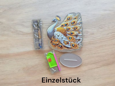 Diamond Painting Aufsteller Deko Figur  DIY Set Vogel Pfau