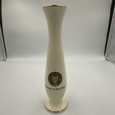 University of Notre Dame Fighting Irish Bud Vase Gold Trim 8.5 Flowers Ceramic
