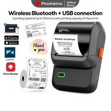 Phomemo M100 Bluetooth Thermal Label Printer Sticker Maker for Small Business