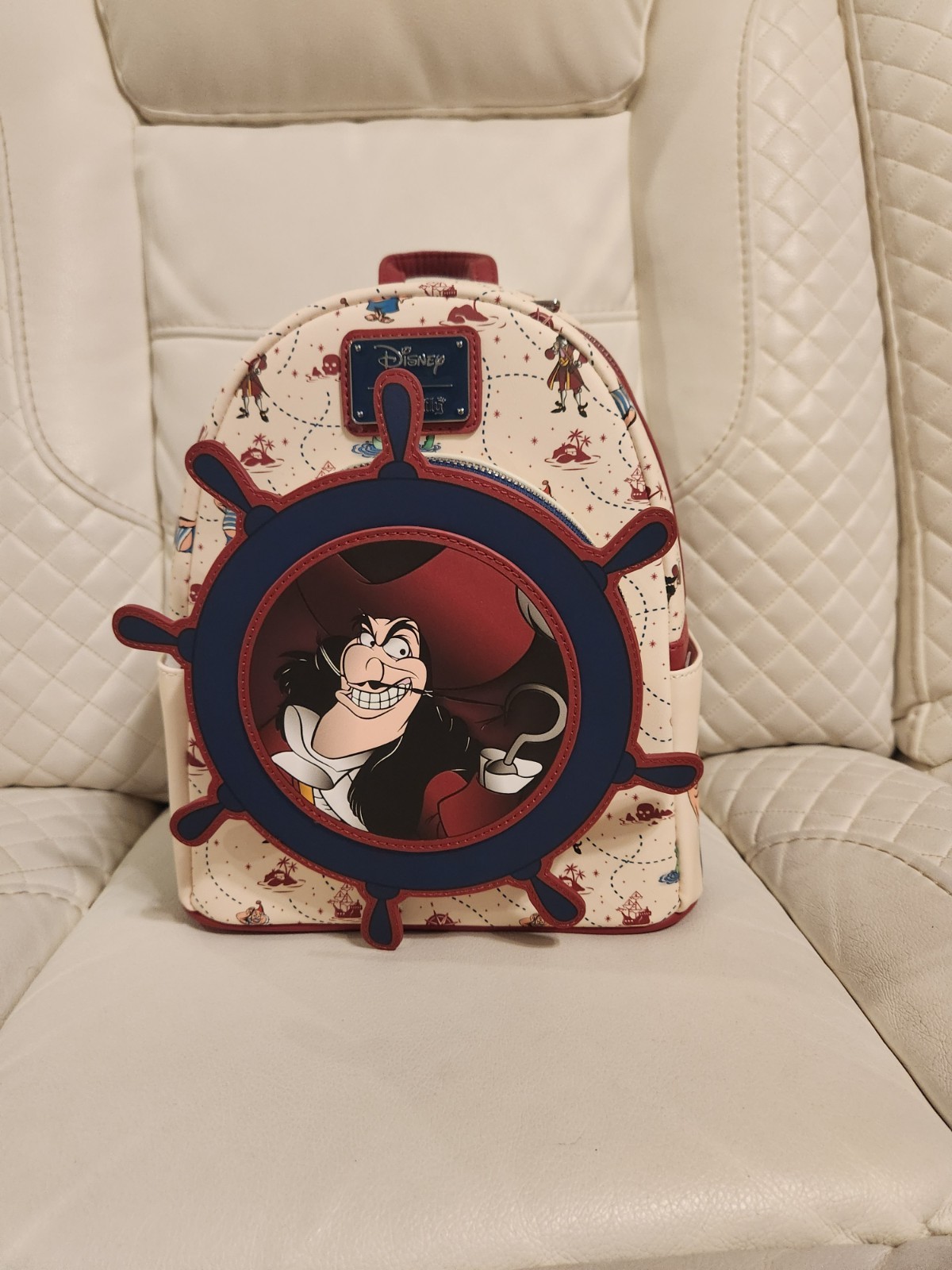 Loungefly Disney Peter Pan Captain Hook Mini Backpack Ship Wheel Map