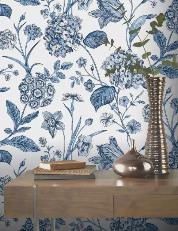 Rasch Wallpaper Amelie Hydrangea Blue/White Paper Wallpaper - Image 4