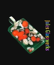 Hand Crafted  Fused Glass Pendant W/Chain #1410