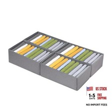 4 Pack Drawer Organizers for Clothing, 10 Grids Foldable Dresser Tall Grey