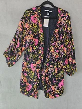 NWT Anthropologie Michael Stars Women Kimono Coverup Black Jules Floral One SZ