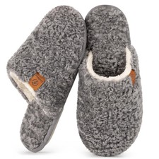 Women's Fuzzy Slip-on Slippers Warm Cozy Soft Lightweight Memory Foam Indoor ...