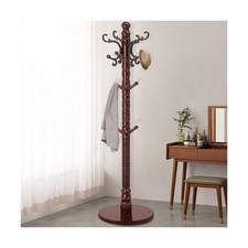 Wood Coat Rack Stand, Wooden Coat Rack Freestanding with Sturdy Round Base, V...