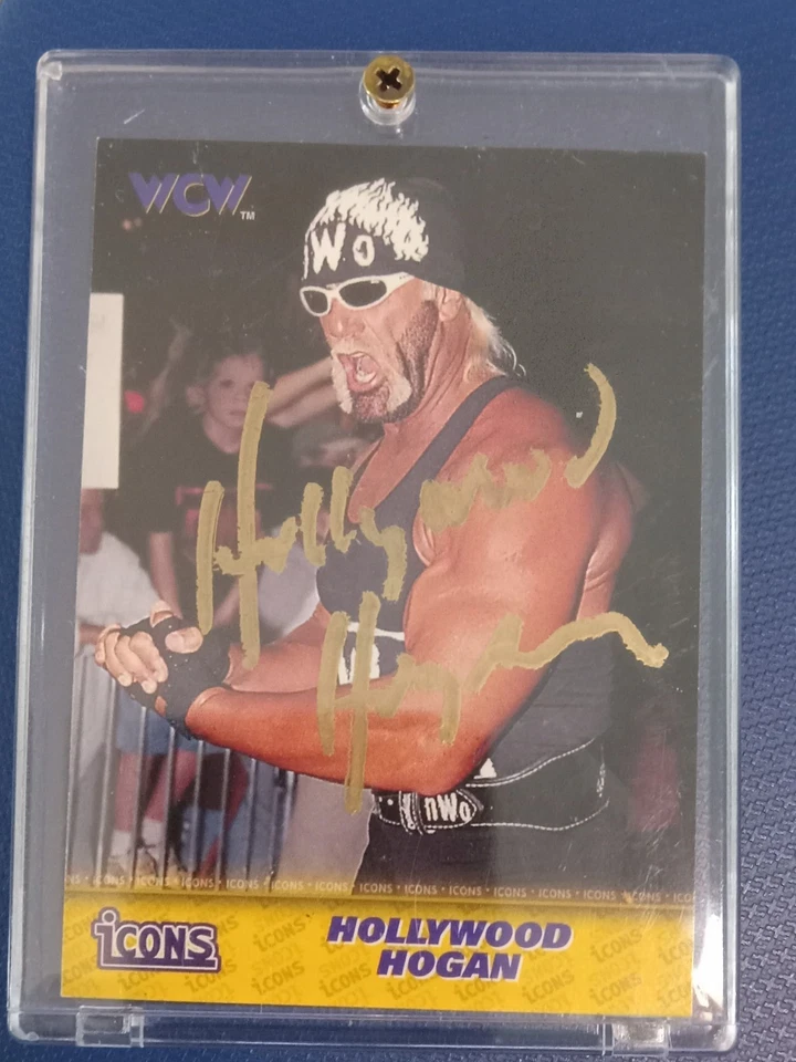 HOLLYWOOD HULK HOGAN Topps WCW/NWO en tarjeta autógrafo CLARO automático SSP WWF WWE raro Foto 2 de 3