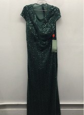 MSK Women's Emerald Green Sequin Formal Gown Cap Sleeve NWT Sz 14W