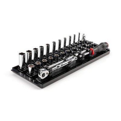 Tekton SKT03102 1/4'' Drive 12-Point Socket/Ratchet Set, 29-Piece