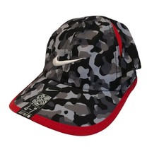 New Nike Kids Size 4 - 7 Gray Black Red Camouflage Camo Dri Fit Cap Baseball Hat