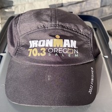 IRONMAN 70.3 Triathalon Finisher 2022 SALEM OR Hat 5 Panel Cap Black Adjustable