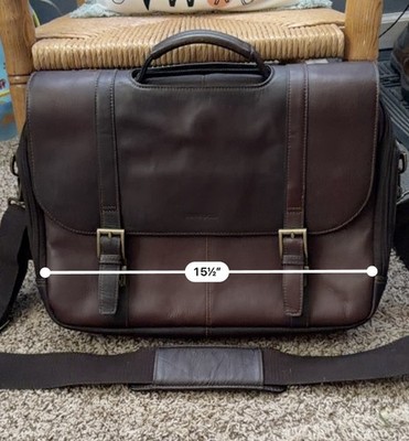 Samsonite Brown Leather Messenger Laptop Bag Shoulder Handbag Flapover Business