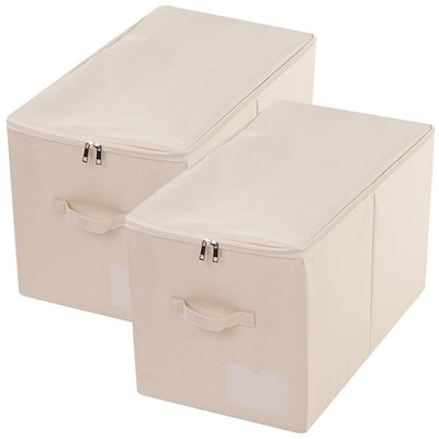 Pack Of 2 Zip Lidded Wardrobe Storage Binscollapsible Fabric Storage Boxes For C