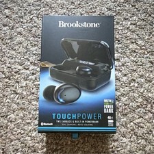 Brookstone Touch Power Wireless Bluetooth Earbuds Noise Isolation  Power Bank