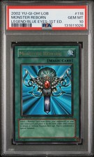 2002 YU-GI-OH! LOB-LEGEND OF BLUE EYES WHITE DRAGON 1ST ED MONSTER REBORN PSA 10