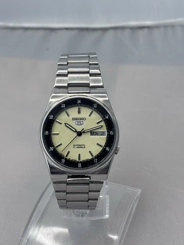 Vintage Seiko 5 Automatic Arabic/English Men's Day/Date Stainless Steel Watch