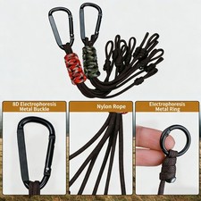 Braided Lanyard Carabiner Backpacks Buckles Keychain Camping Tool Holder