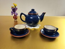 Bearware Potteryworks Boyds Bears  Friends Mini Tea Set 1999 Cobalt Blue 6-pc
