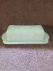 Vintage Indians White Milk Glass Covered Butter Dish Grape And Leaf Pattern