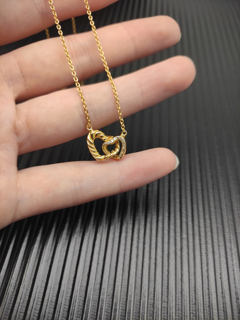 Christmas giftsDavld&Yurman18kGold Interlocking Double Heart Necklace 17“