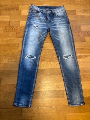 DSQUARED2 Herren Jeans blau Distressed Ripped - Größe 44/30 - Slim Fit Luxus Denim
