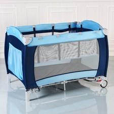 Foldable Baby Crib Playpen Travel Infant Bassinet Bed Mosquito Net Home w/ Bag