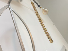 Gold Tone Bar Link Chain Bracelet, Chain Styl...