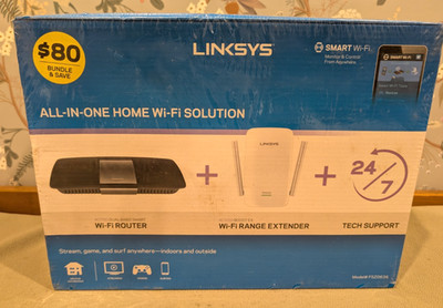 Linksys AC1750 Smart Wi-Fi Router + AC1200 Range Extender Bundle F5Z0636, NEW!