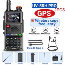 2Pcs Baofeng 5RH PRO GPS FM Walkie Talkie Multi Band Rechargeable Two Way Radios