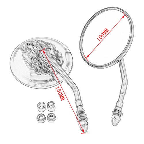 Chrome/Black Rear View Side Mirror For Harley Davidson Flame Spirit Live to Ride - Imagen 2 de 12