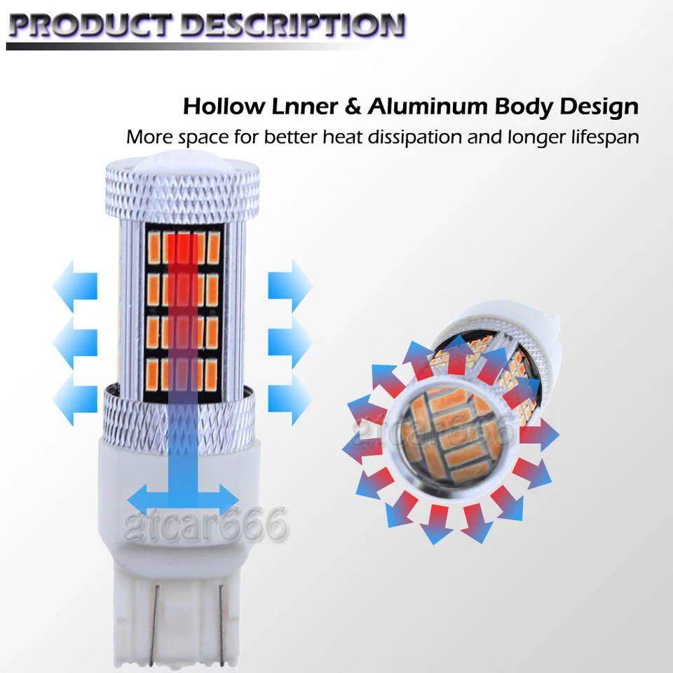 2 лампы высокой мощности 92-4014-SMD 7443 желтые желтые яркие передние для указателей поворота - Изображение 4 из 4