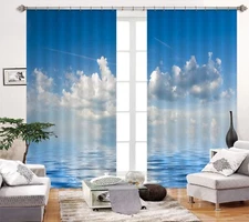 3D Sky Cloud Ocean ZHUA2351 Photo Curtain Window Blockout Fabric Amy 2023