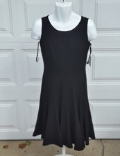 Calvin Klein Dress Black Fit & Flare Womens Pleated Round Neck Sleeveless Size 6