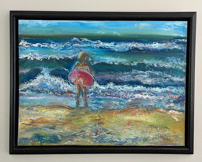 Waves, Oil Painting, Black Frame, Beach House Arts