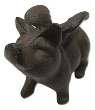 Fun Small Miniature Rustic Primitive Cast Iron Flying Angel Piggy Pig