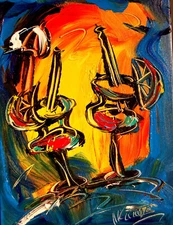 DRINK TIME SIGNED  Original Oil Painting on canvas IMPRESSIONIST I2C3F2