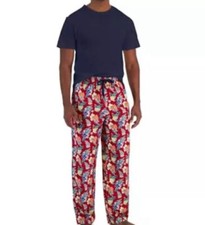 Club Room Mens 2PC Cotton Pajama Gift Set Navy, L XL