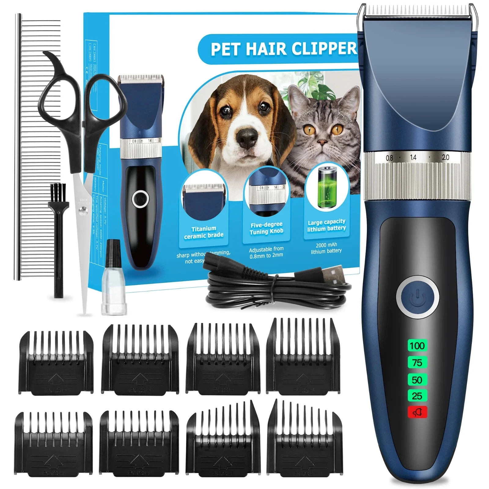 Ifanze Pet Grooming Kit Rechargeable Cordless Electric Hair Clipper Trimmer Set
Opens in a new windo