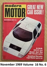 Modern Motor Car Magazine Nov 1969 Mercedes C111 Sports Racer  1970 - New Shapes