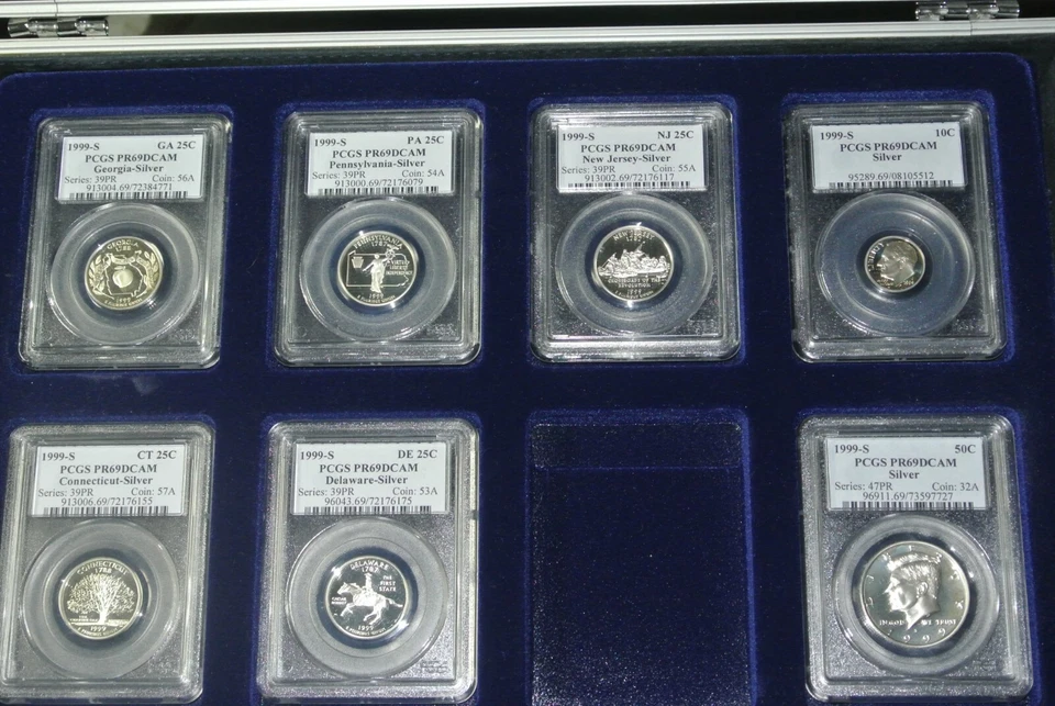 PCGS PR69, 1999 S -2004-S SILVER PROOF QUARTERS, DIMES AND HALF DOLLARS & CASE - Image 2 of 4
