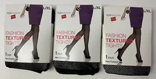 NIP Lot 3 Hanes Stylessentials Fashion Textured Tights Black Fishnet L / XL