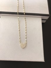 Pave Cubic Zircona CZ Heart Pendant Chain Necklace Gold Sterling