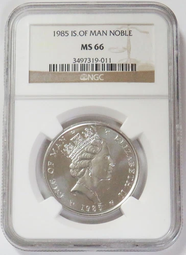 1985 PLATINUM ISLE OF MAN 1 OZ NOBLE VIKING SHIP COIN NGC MINT STATE 66