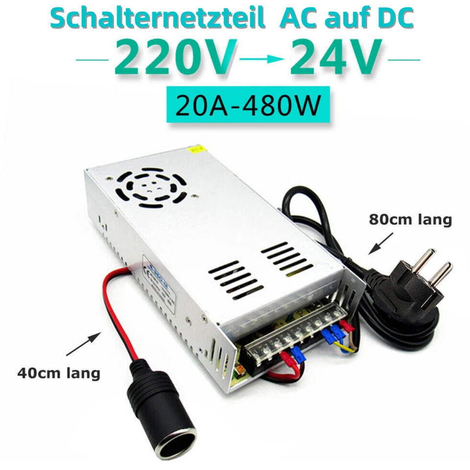 D85C AC /DC Einbaunetzteil Schaltnetzteil Netzteil Adapter 230V auf 24V 20A 480W - Bild 2 von 4