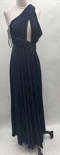 Jill Jill Stuart Women's Pleated One-Shoulder Gown Dress Navy Blue Size 2