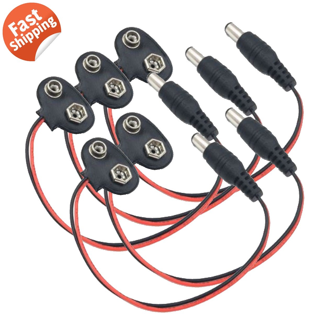 9v guitar pedal power supply clips 5.5 x 2.1 mm plug Center Negative