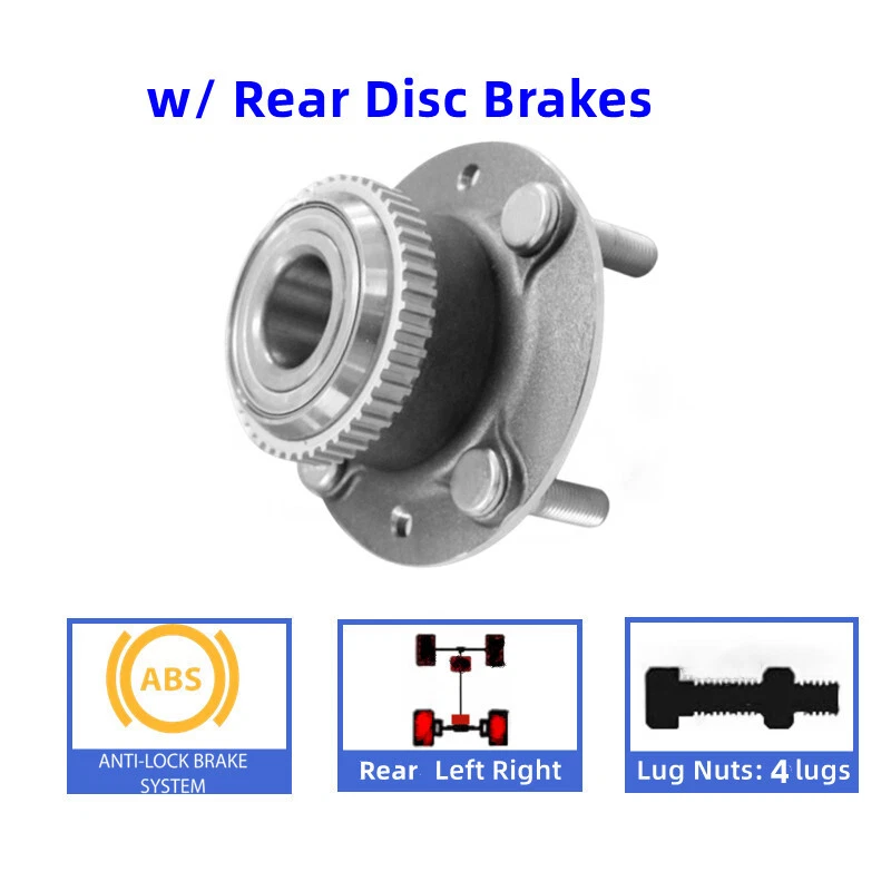 Conjunto de buje y cojinete de rueda trasera para Kia Sephia Spectra con ABS Foto 4 de 4